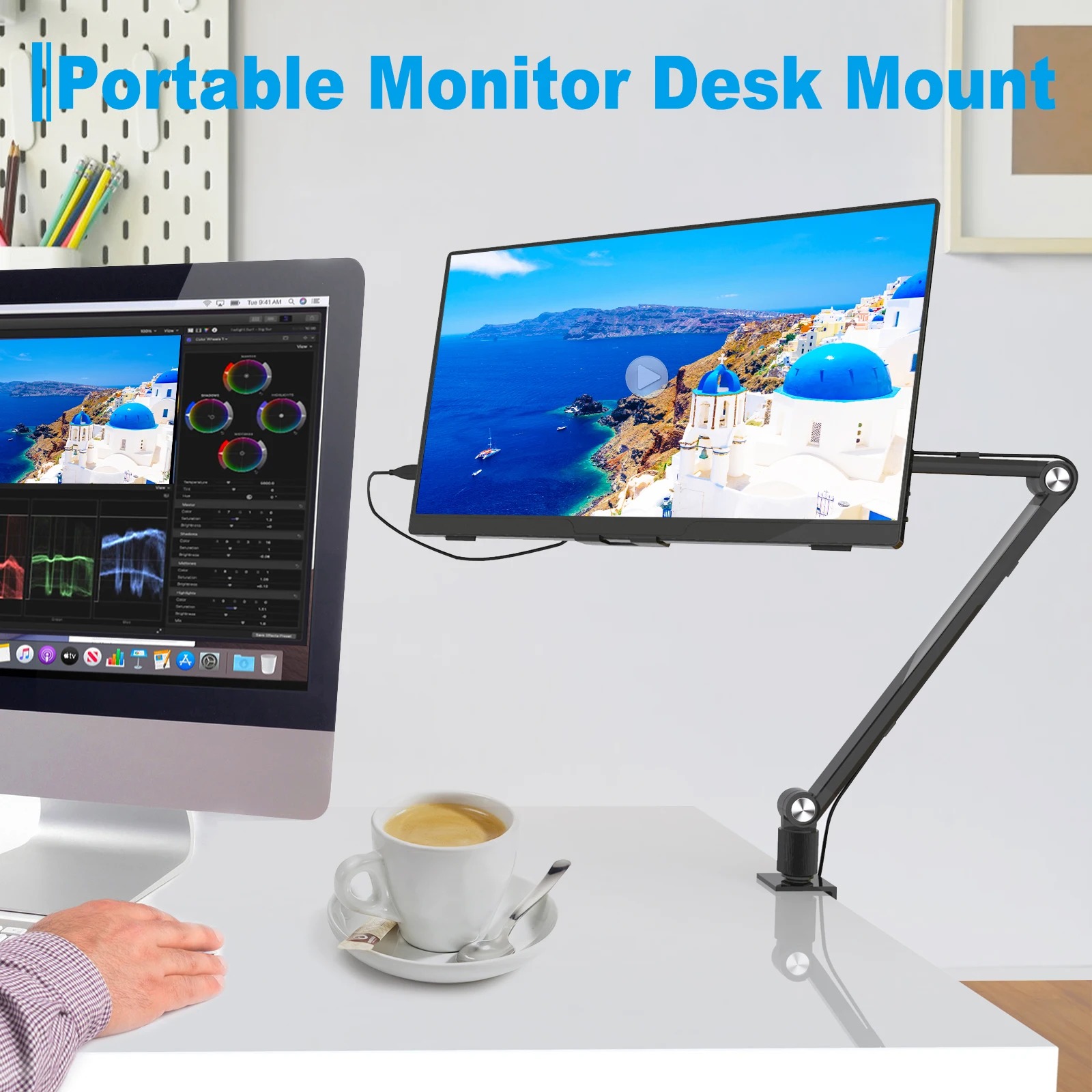 Monitor Arm Dual - Supporto per tablet 2025 per iPad,