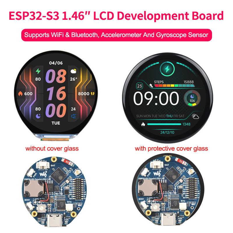 Monitor Arm Dual - Display rotondo da 1,46 pollici ESP32-S3